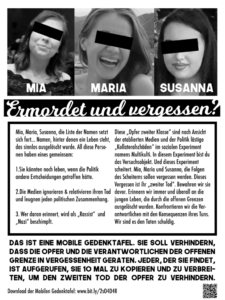 MIA MARIA SUSANNA - Ermordet und vergessen ?